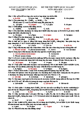 8 Đề thi thử THPT Quốc gia môn Hóa học năm 2017 - Sở GD & ĐT Tuyên Quang